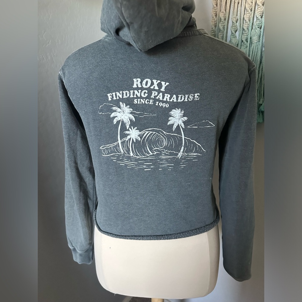 NWT Roxy women’s cropped hoodie washed gray size L - Picture 2 of 5